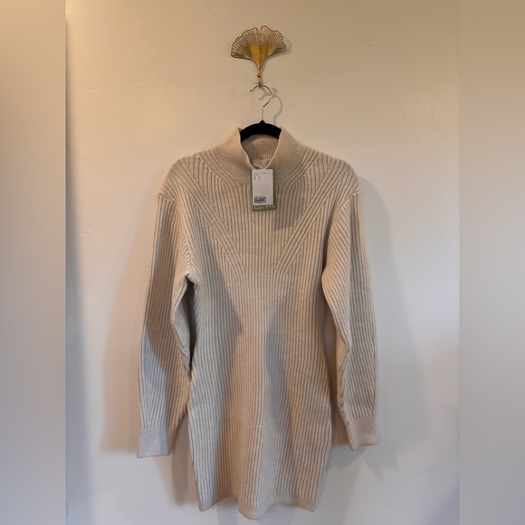 H&M Dresses & Skirts - H&M Cream Ribbed Mock Neck Sweater Dress | NWT